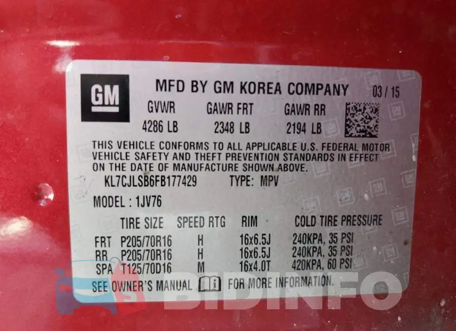 KL7CJLSB6FB177429 Photo# 14