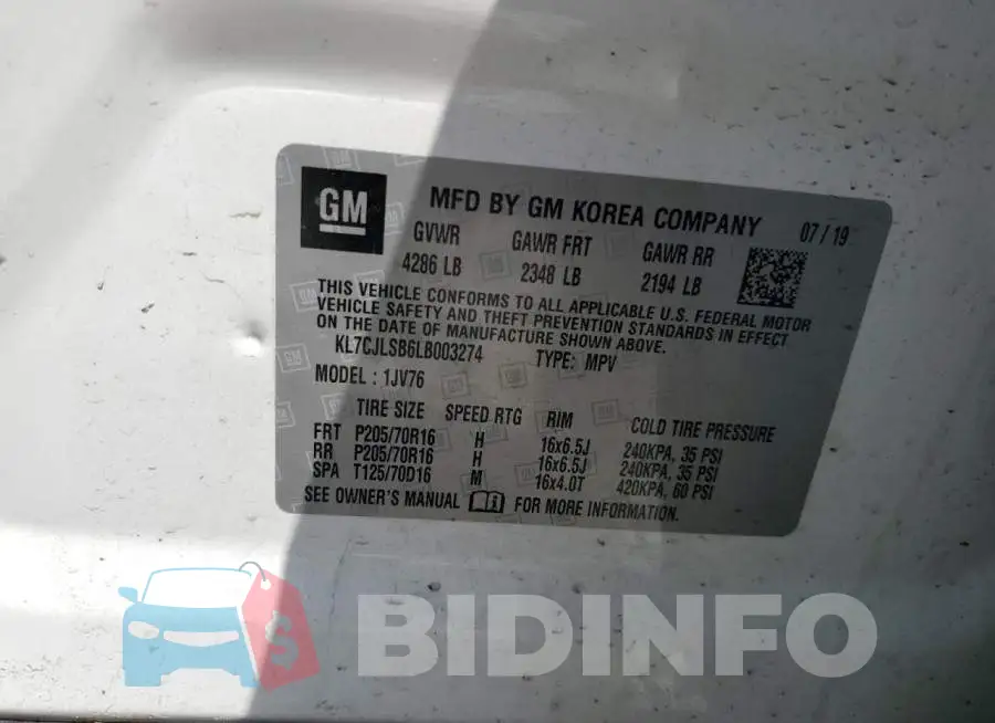 KL7CJLSB6LB003274 Photo# 13
