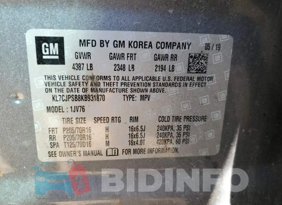 KL7CJPSB8KB931870 Photo# 13