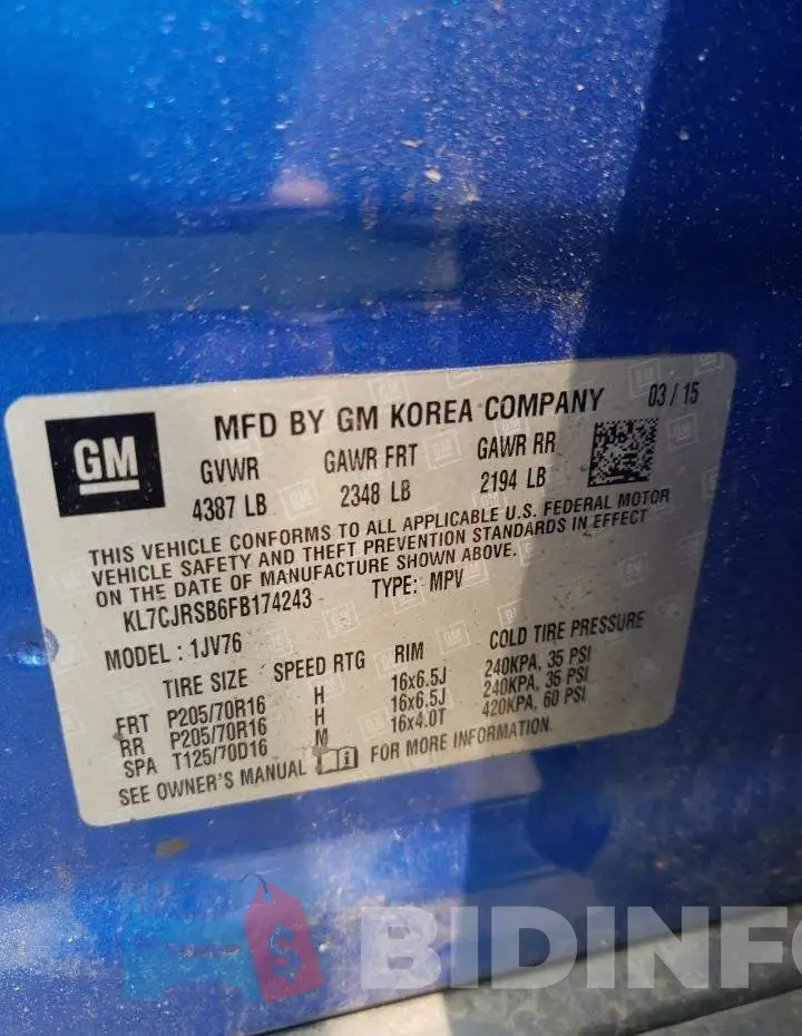 KL7CJRSB6FB174243 Photo# 13