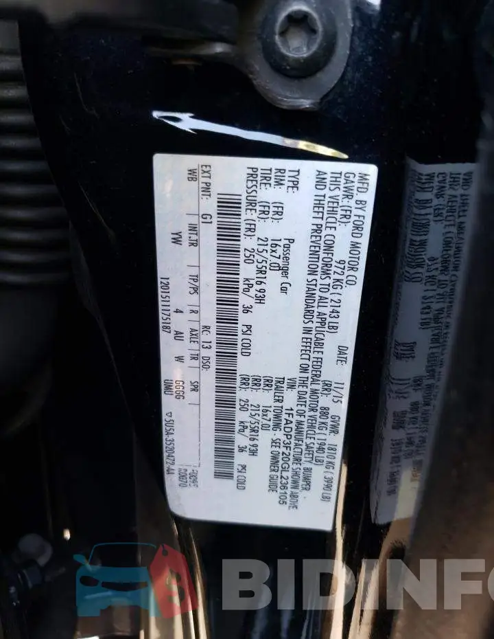 1FADP3F20GL236105 Photo# 12