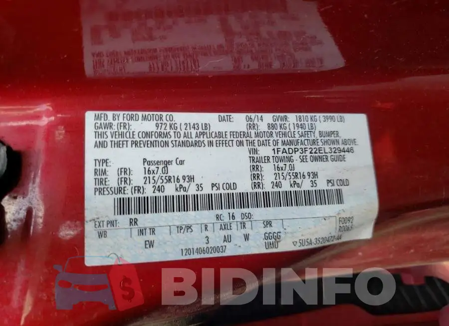 1FADP3F22EL329446 Photo# 13