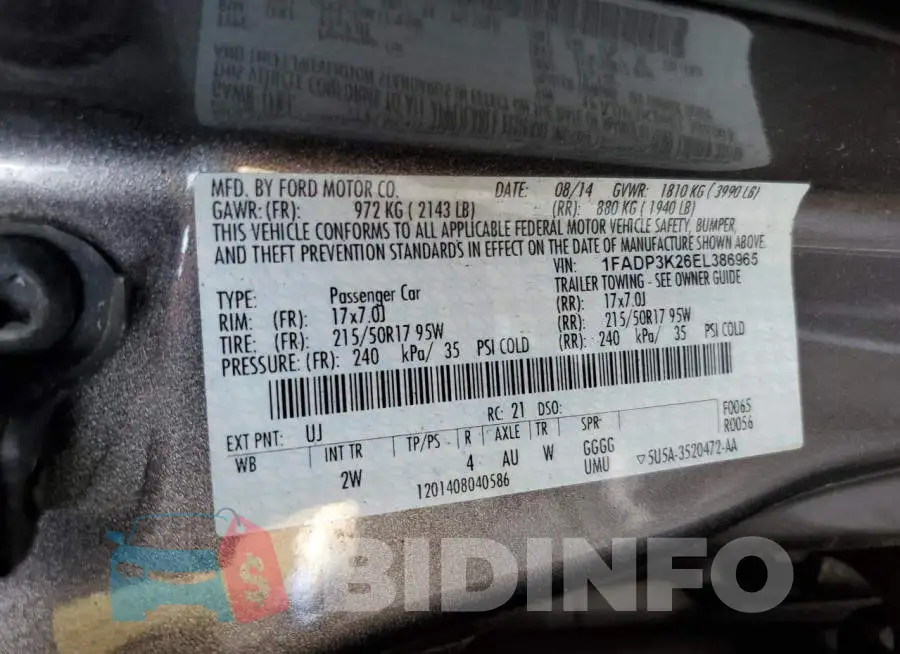 1FADP3K26EL386965 Photo# 12