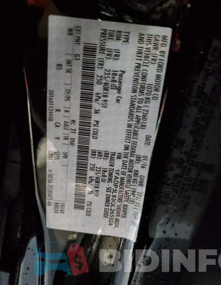 1FADP3L93GL265924 Photo# 13