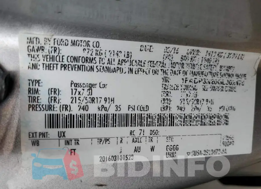 1FADP3N20GL302475 Photo# 12