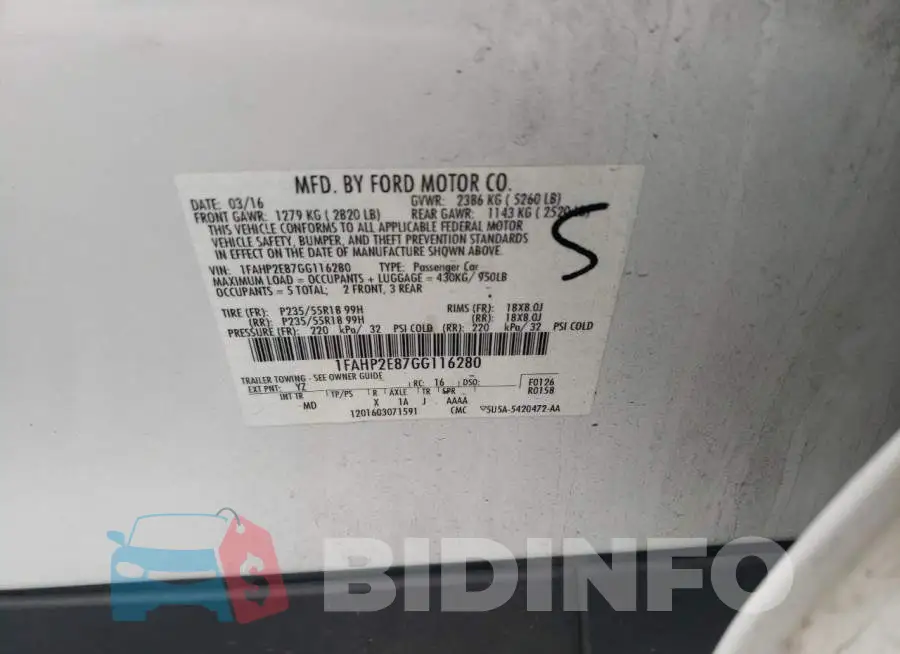 1FAHP2E87GG116280 Photo# 12