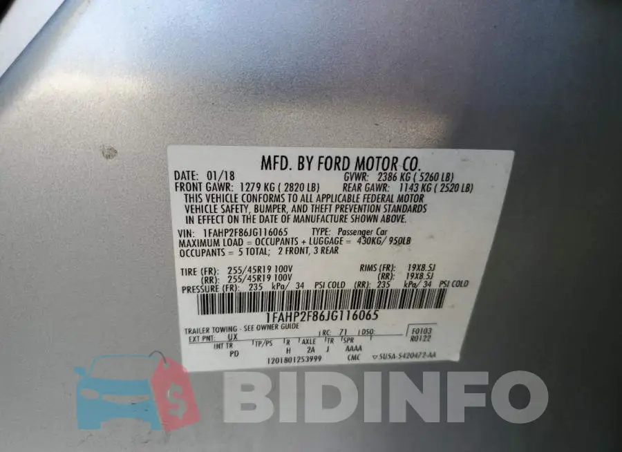 1FAHP2F86JG116065 Photo# 12