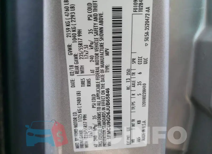 1FMCU9GD6JUB65846 Photo# 12