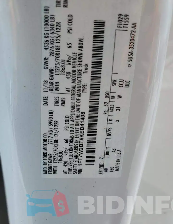 1FT7W2BT6KED41408 Photo# 12