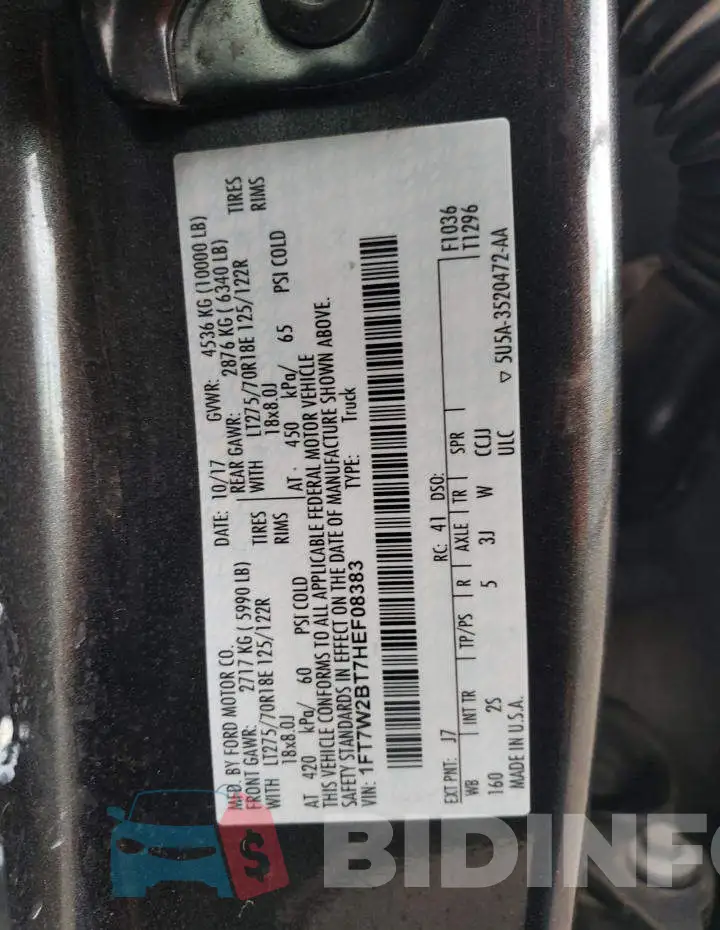 1FT7W2BT7HEF08383 Photo# 12