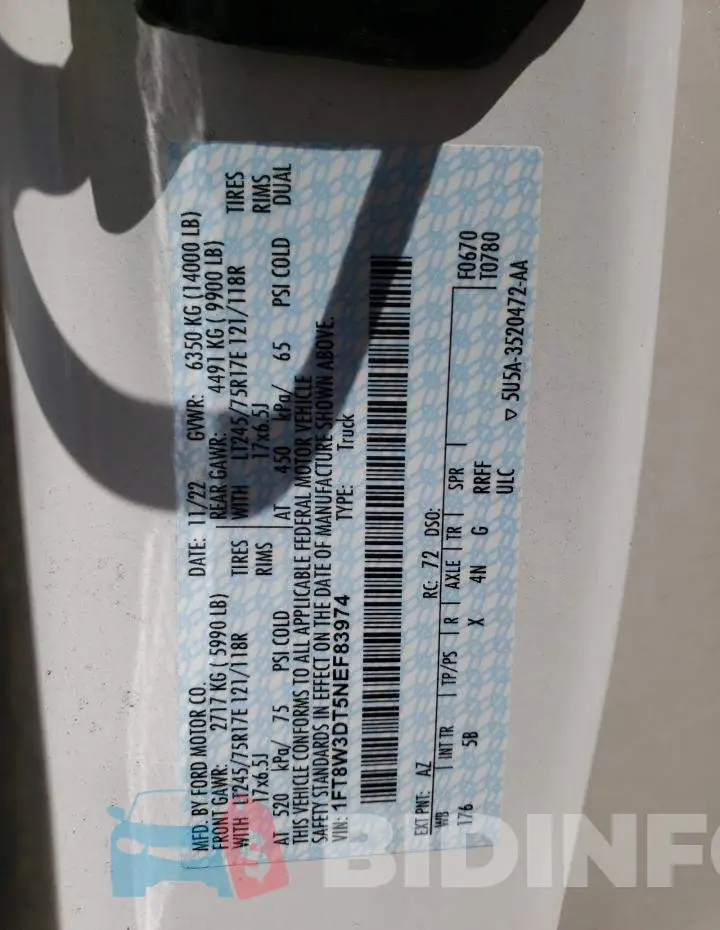 1FT8W3DT5NEF83974 Photo# 12