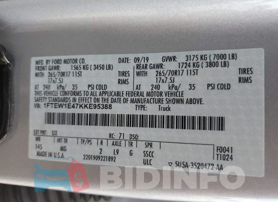 1FTEW1E47KKE95388 Photo# 12