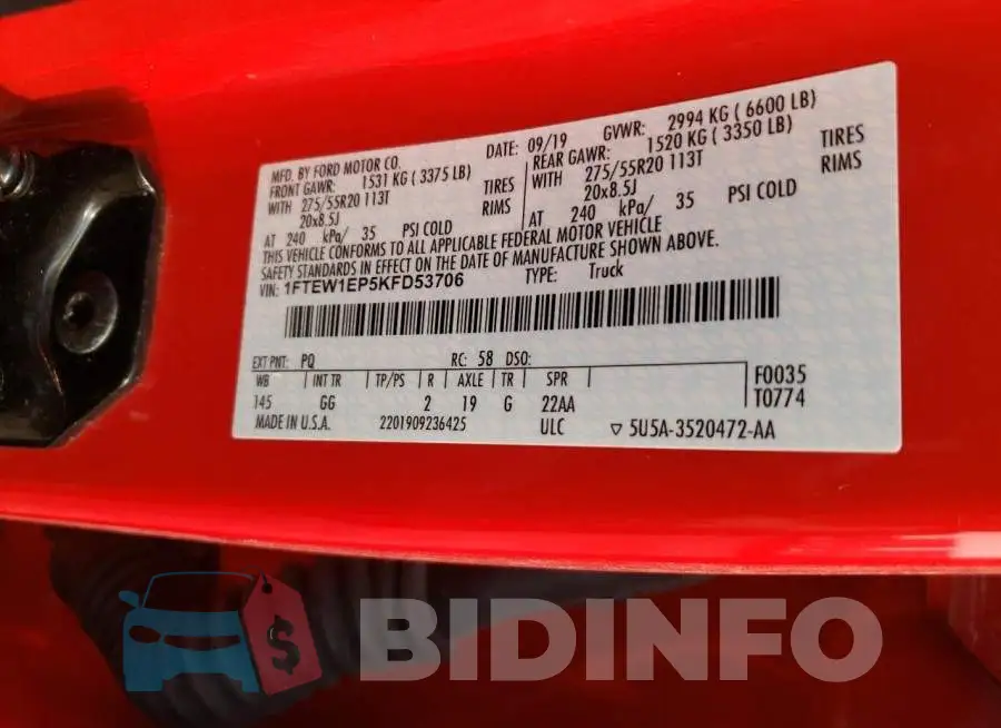 1FTEW1EP5KFD53706 Photo# 12