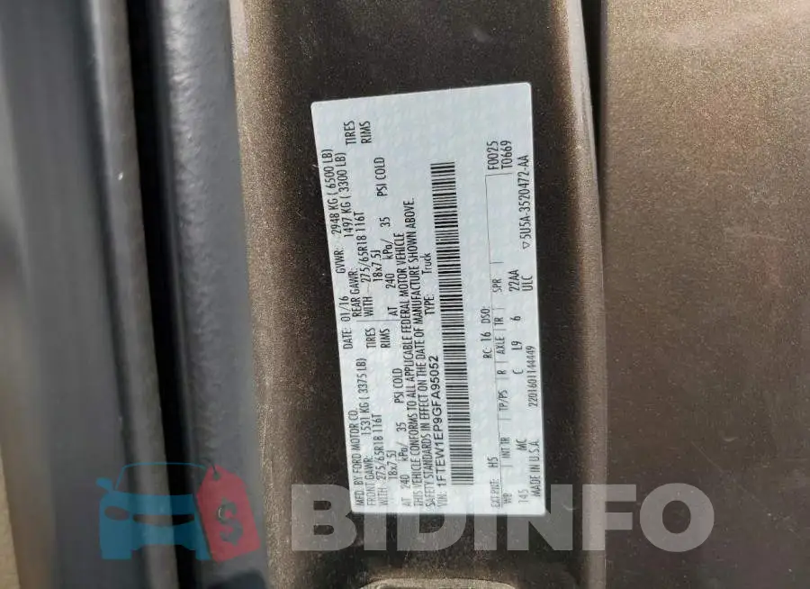 1FTEW1EP9GFA95052 Photo# 12