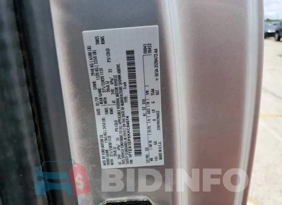 1FTEX1EPXKKC84614 Photo# 12