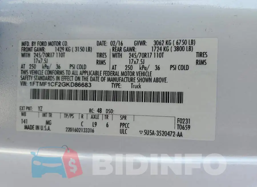 1FTMF1CF2GKD86683 Photo# 12