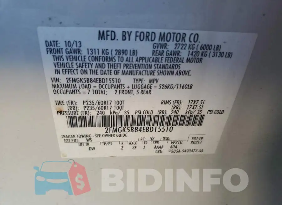 2FMGK5B84EBD15510 Photo# 12