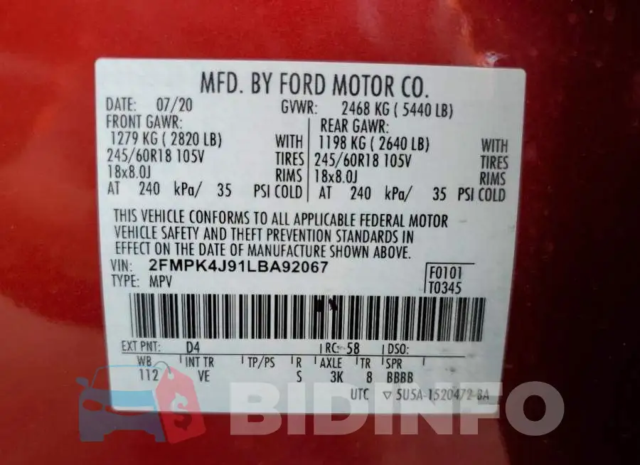 2FMPK4J91LBA92067 Photo# 14