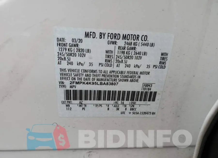 2FMPK4K95LBA83807 Photo# 12