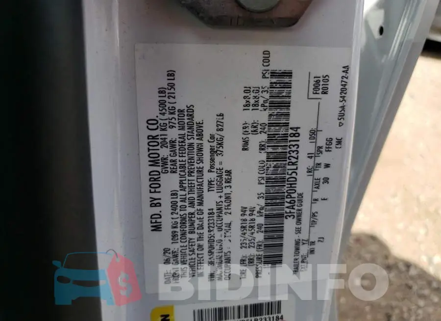 3FA6P0HD5LR233184 Photo# 13