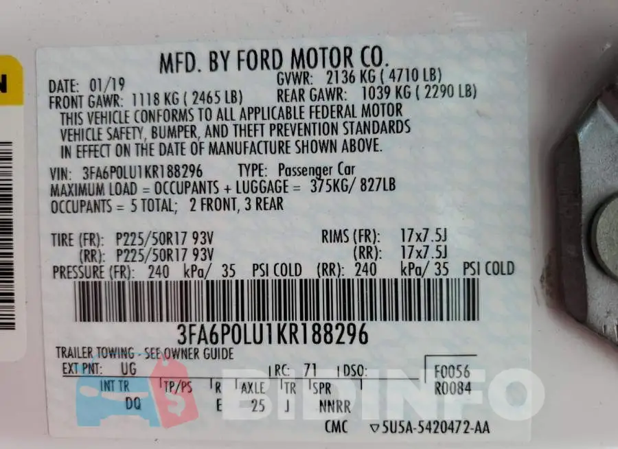 3FA6P0LU1KR188296 Photo# 13