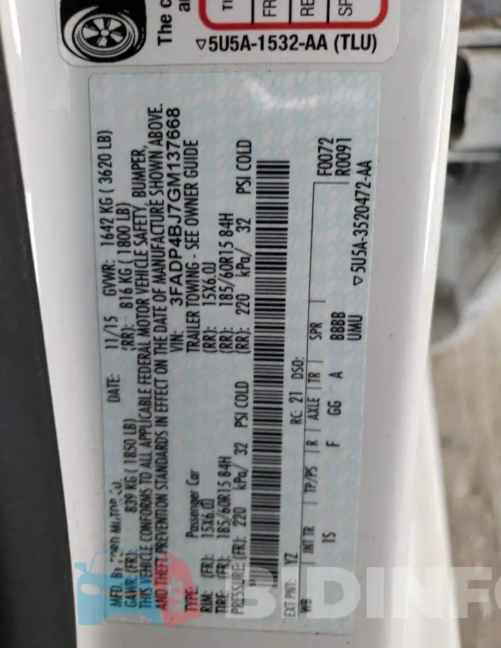 3FADP4BJ7GM137668 Photo# 12