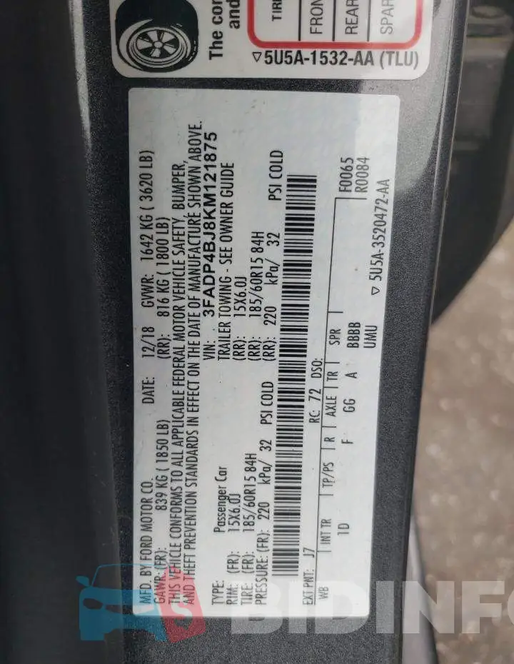 3FADP4BJ8KM121875 Photo# 12