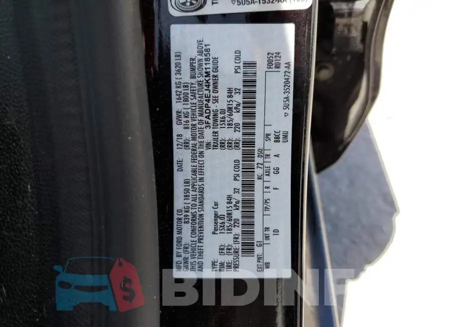 3FADP4EJ4KM118581 Photo# 12