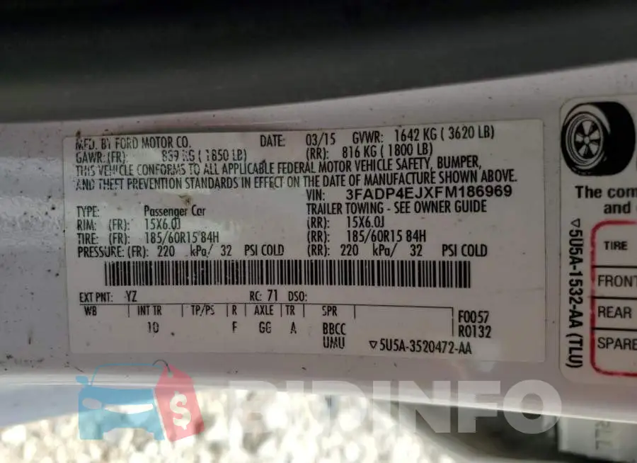3FADP4EJXFM186969 Photo# 13
