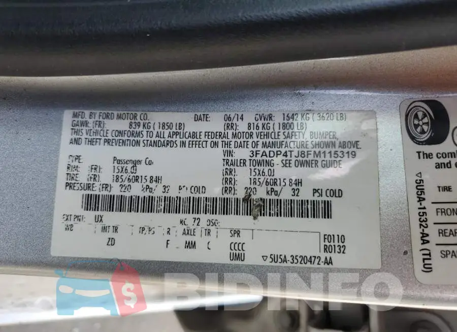 3FADP4TJ8FM115319 Photo# 12