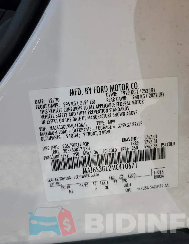 MAJ6S3GL2MC410671 Photo# 13