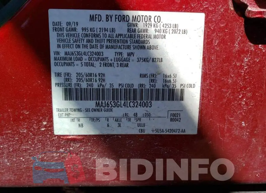 MAJ6S3GL4LC324003 Photo# 13