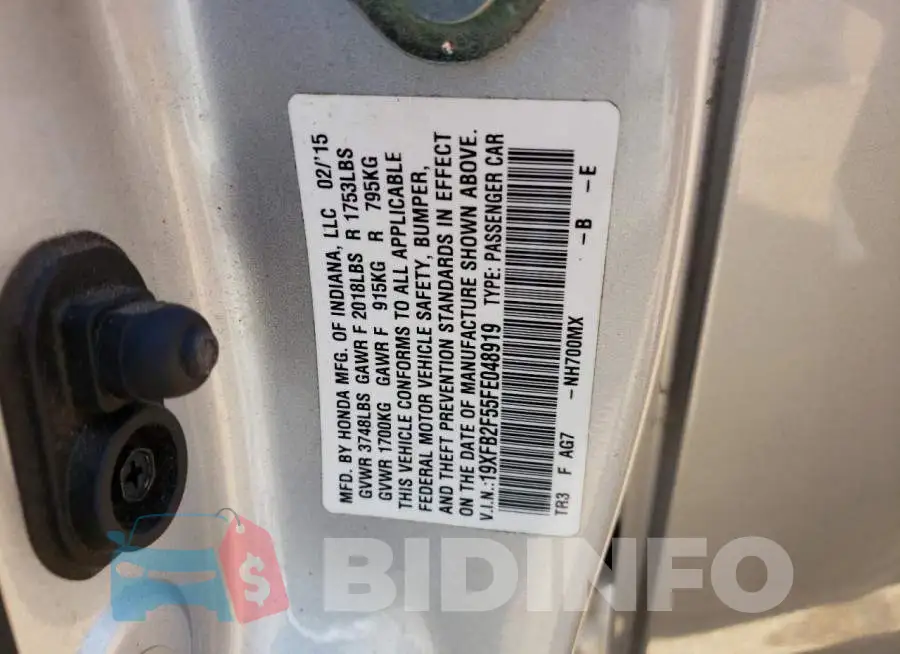 19XFB2F55FE048919 Photo# 12