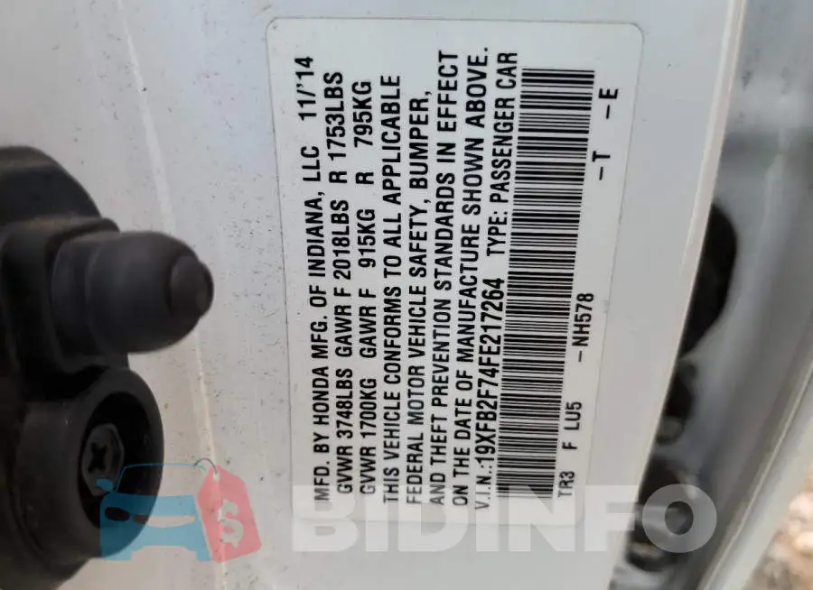 19XFB2F74FE217264 Photo# 12