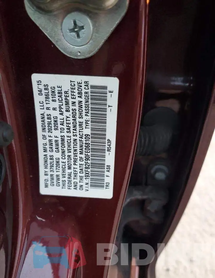 19XFB2F90FE068109 Photo# 12