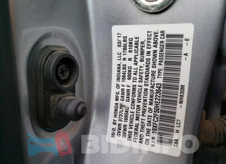 19XFC2F50HE223643 Photo# 13