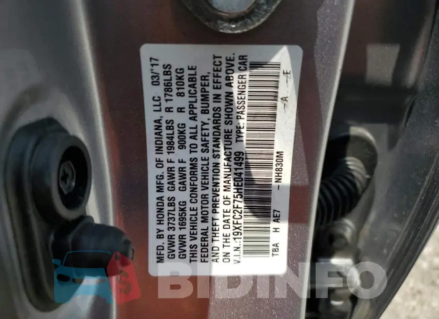 19XFC2F75HE041499 Photo# 12