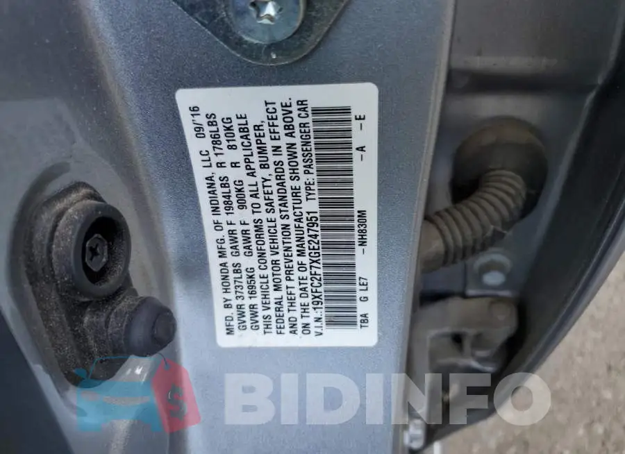 19XFC2F7XGE247951 Photo# 12