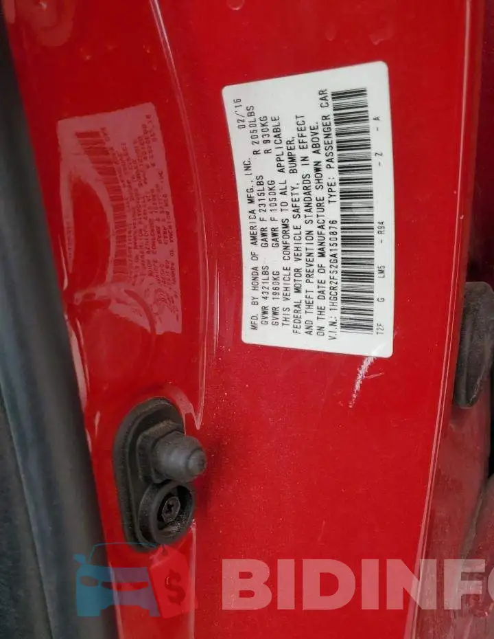 1HGCR2F52GA150876 Photo# 12