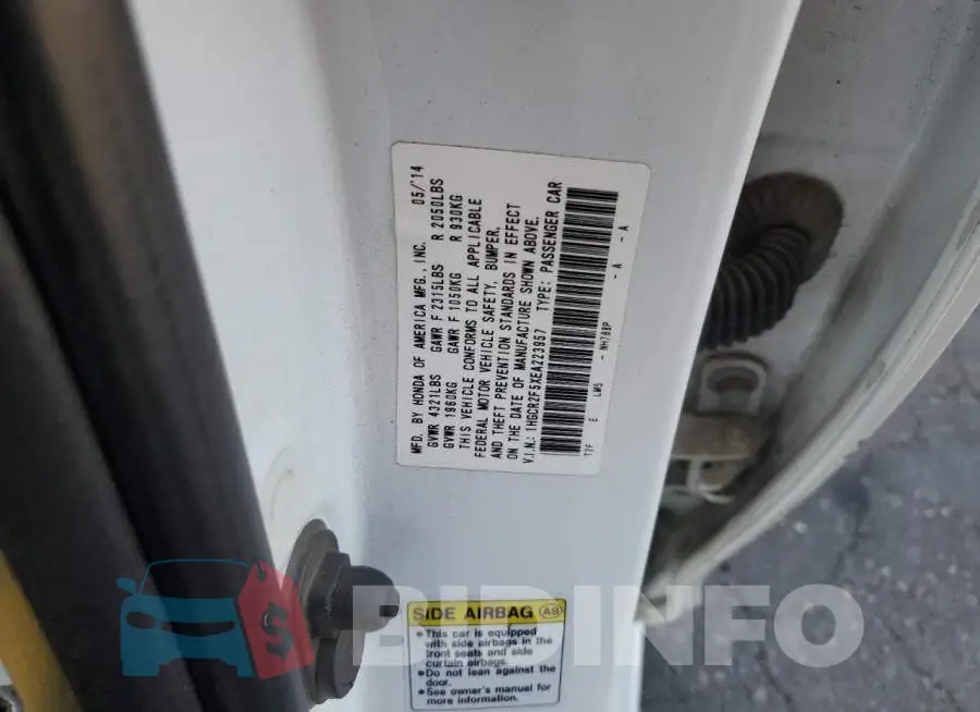 1HGCR2F5XEA223957 Photo# 12
