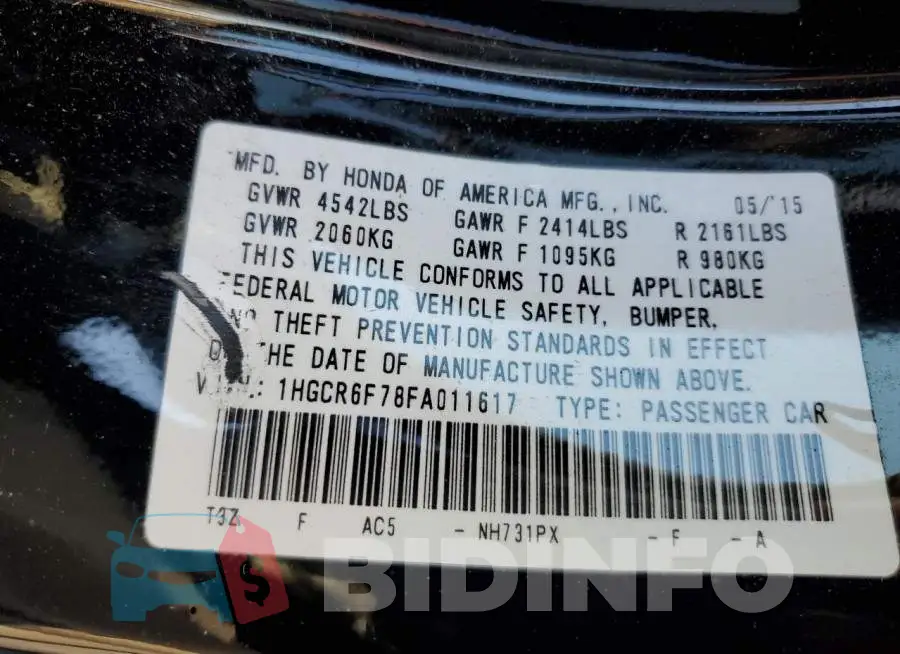 1HGCR6F78FA011617 Photo# 12