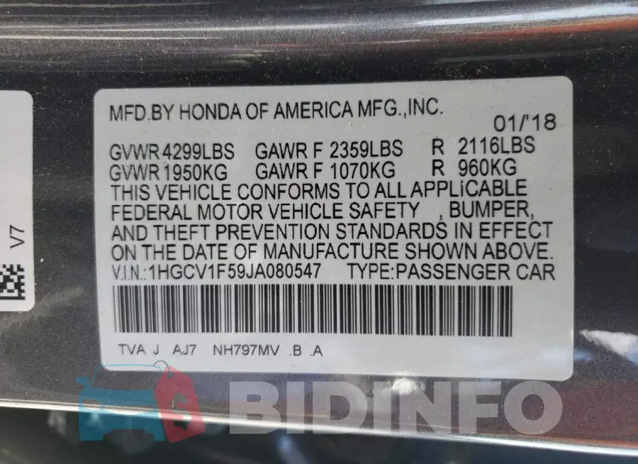 1HGCV1F59JA080547 Photo# 12