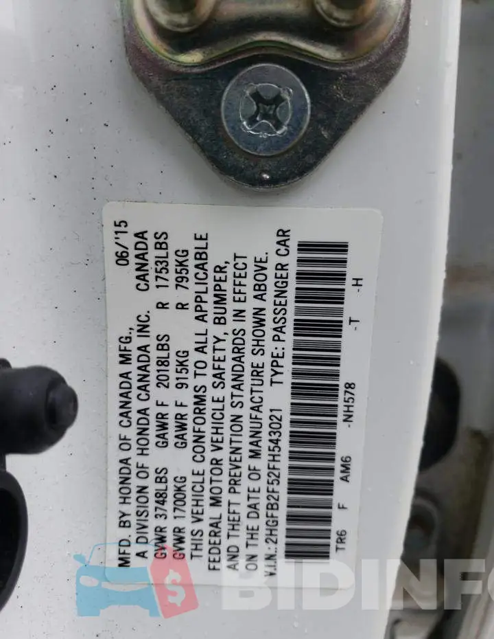 2HGFB2F52FH543021 Photo# 12
