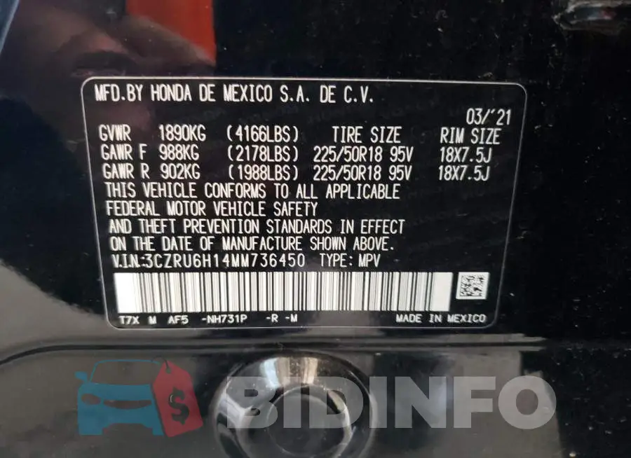 3CZRU6H14MM736450 Photo# 12