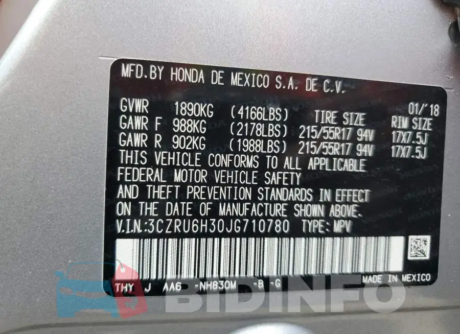 3CZRU6H30JG710780 Photo# 12