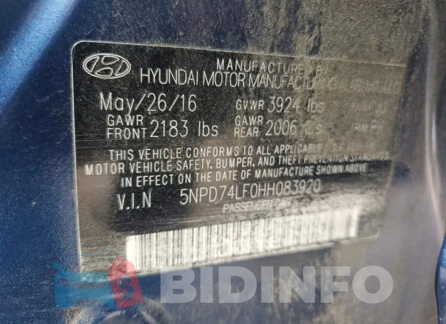 5NPD74LF0HH083920 Photo# 12