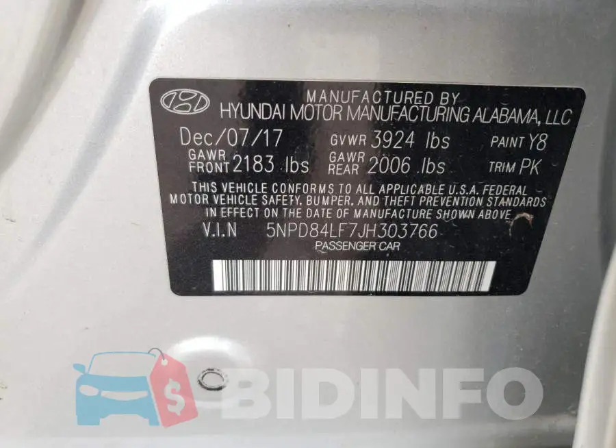 5NPD84LF7JH303766 Photo# 13
