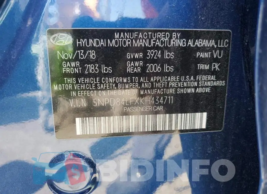 5NPD84LFXKH434711 Photo# 12