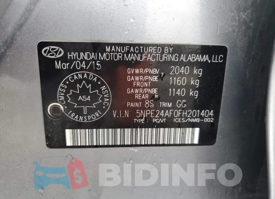 5NPE24AF0FH201404 Photo# 12