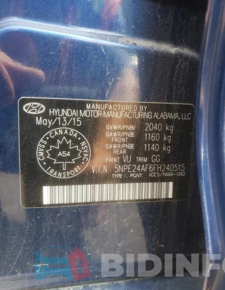 5NPE24AF6FH240515 Photo# 13